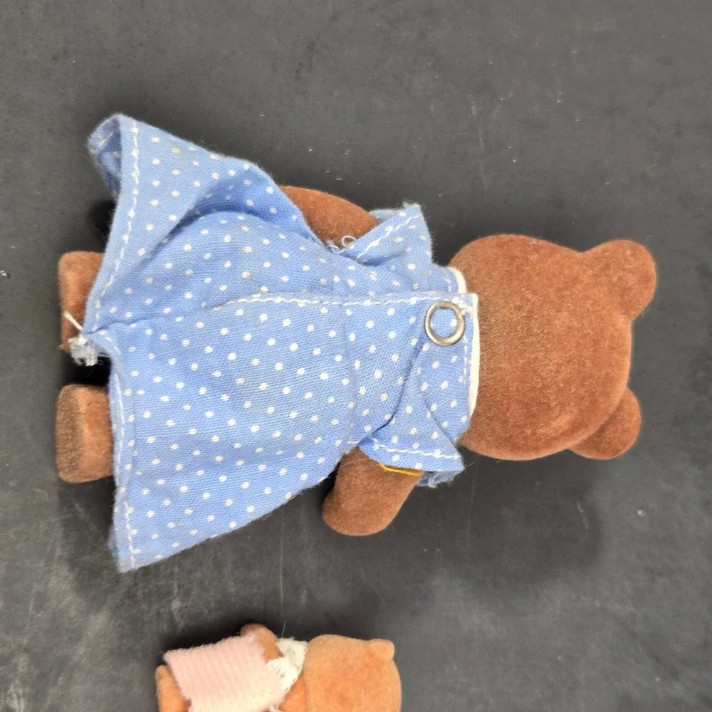 Vintage Calico Critters Sylvanian Families Bear Figures Set Blue Yellow Pink